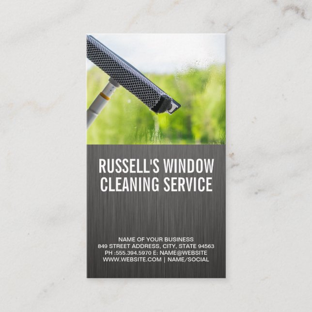 Worker Cleaning Window Business Card (Front)
