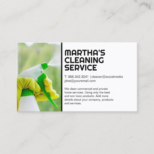 Worker Cleaning Window | Home Services Business Card (Front)