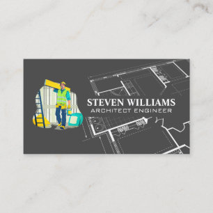 Worker Construct Builder Logo   Blueprint Business Card