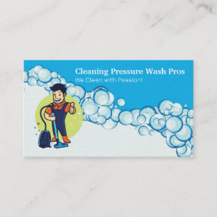 Worker Power Washing Home   Soap   Vacuum Business Card