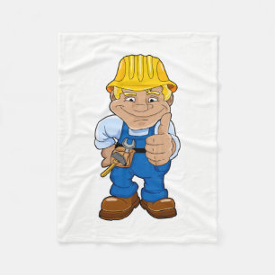 Worker With Hard Hat Fleece Blanket