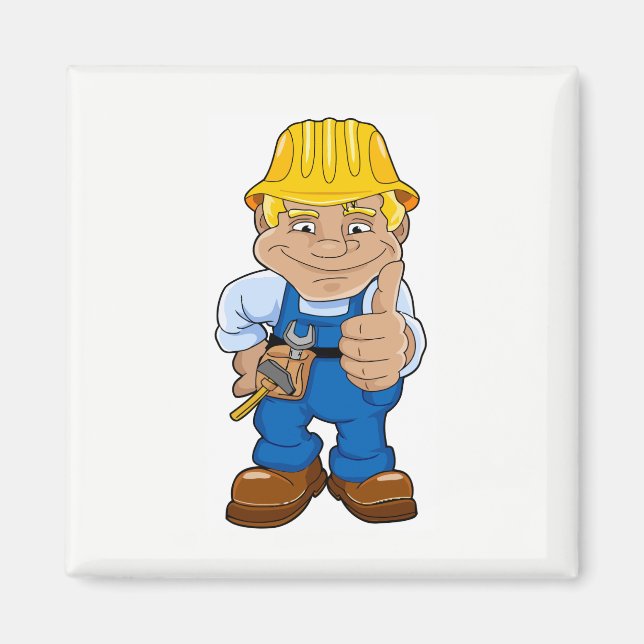 Worker With Hard Hat Magnet (Front)