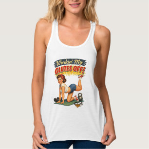 Workin Glutes -Funny Retro Gym Pin-Up- Activewear Singlet