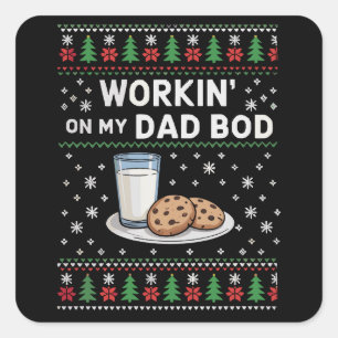 Workin' On My Dad Bod Pregnancy New Mum Baby Square Sticker