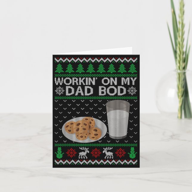 Workin' On My Dad Bod Ugly Christmas Sweater New M Card (Front)