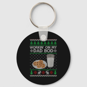 Workin' On My Dad Bod Ugly Christmas Sweater New M Key Ring