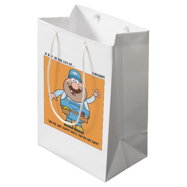 Working as a Mechanic Humour Medium Gift Bag (Front Angled)