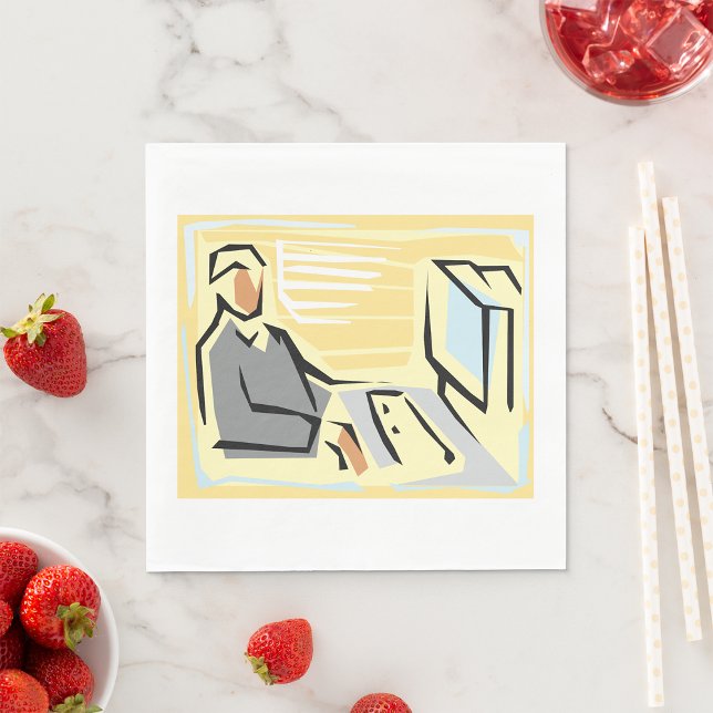 Working At A Computer Paper Napkins (Creator Uploaded)