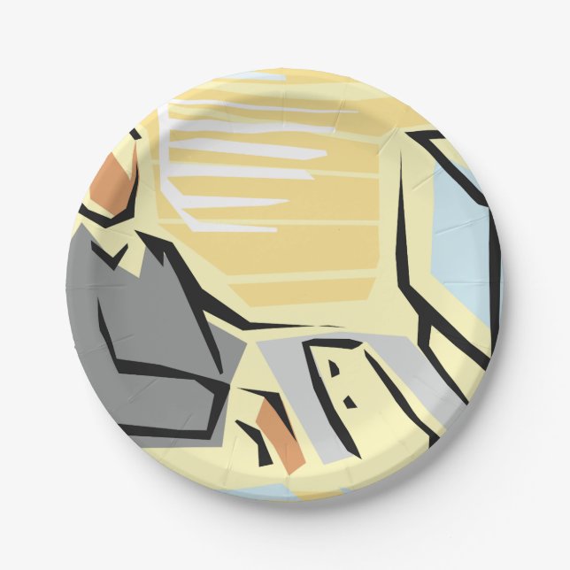 Working At A Computer Paper Plates (Front)