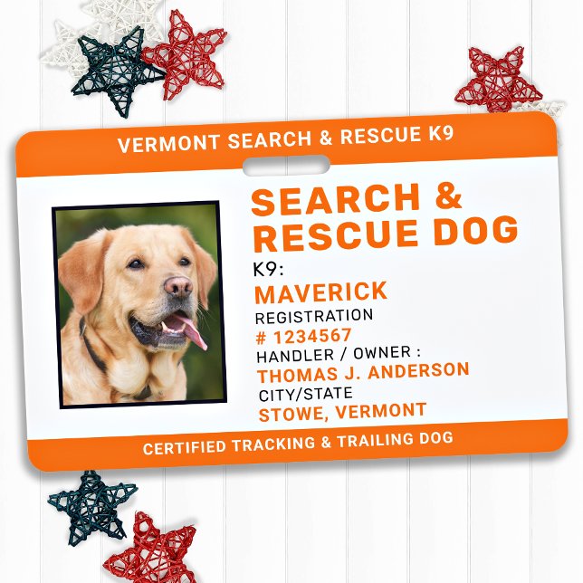Working Dog SAR K9 Logo Photo Search Rescue ID Badge (Creator Uploaded)