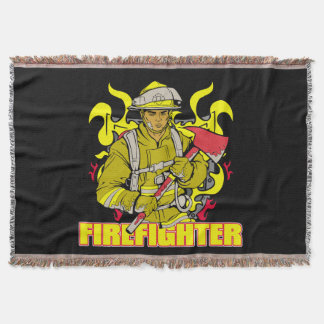 Working Firefighter Throw Blanket