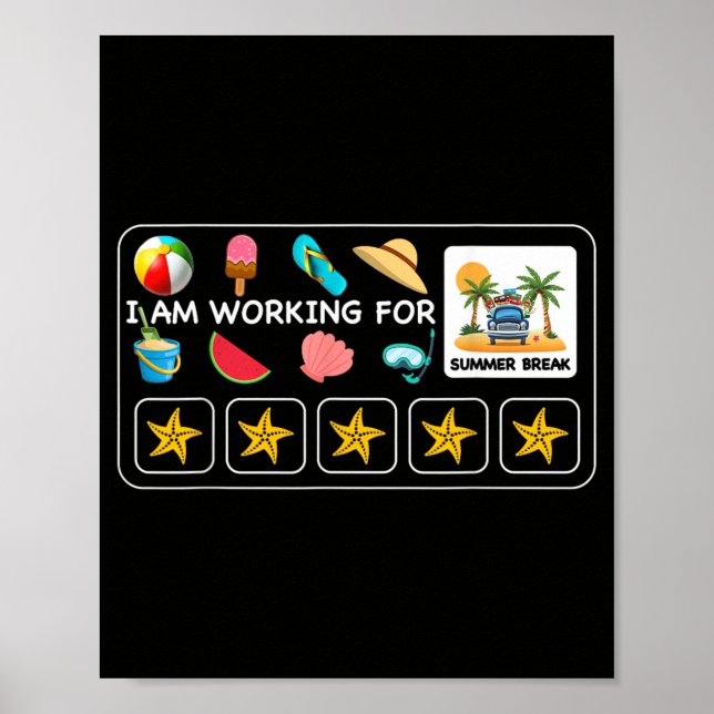 Working for Summer Break Beach Vacation Countdown Poster (Front)