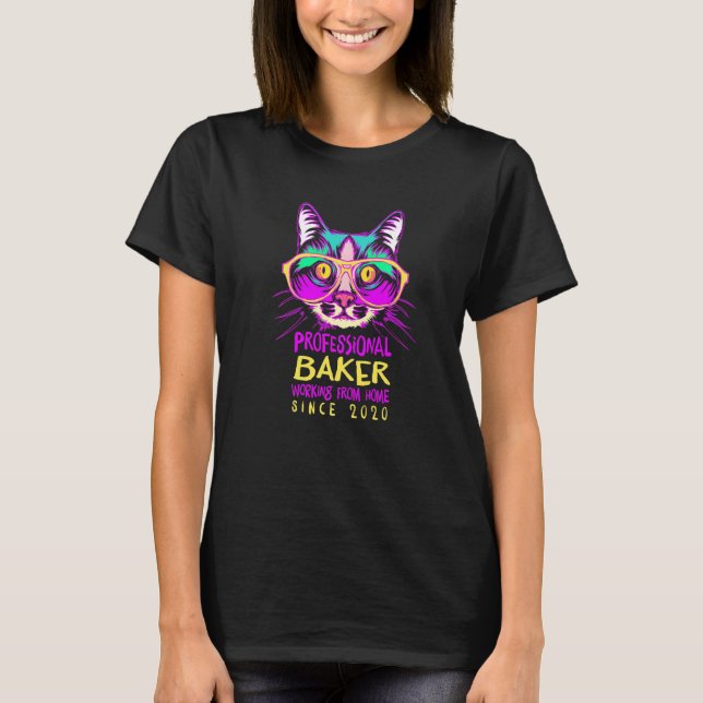 Working From Home Baker Baking Cat Pastry Chef Kit T-Shirt (Front)
