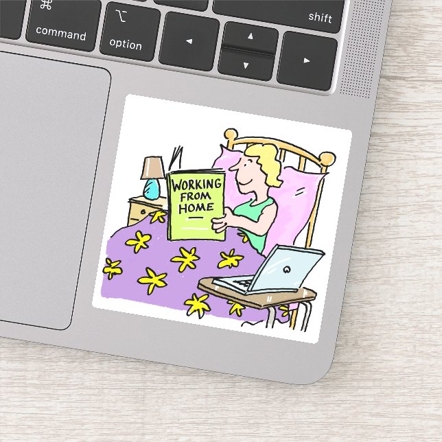 Working from Home. Girl Working from her Bed. (Detail)