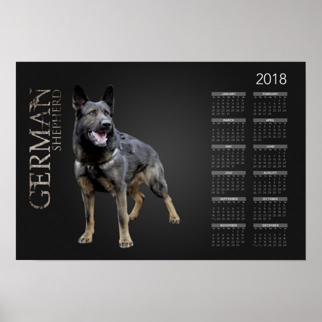Working German Shepherd Dog  - GSD Calendar 2018 Poster (Front)