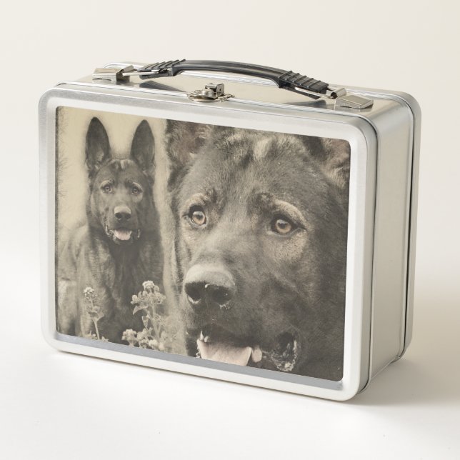 Working German Shepherd Dog  - GSD Metal Lunch Box (Front)