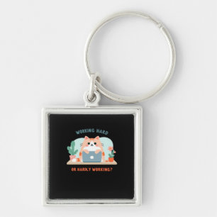 Working Hard Or Hardly Working Funny Meme Key Ring