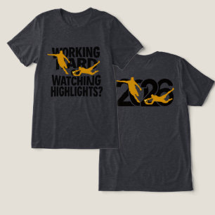 Working Hard Or Watching Highlights Funny Football Tri-Blend Shirt