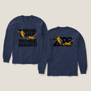 Working Hard Or Watching Highlights Funny Football Tri-Blend Shirt
