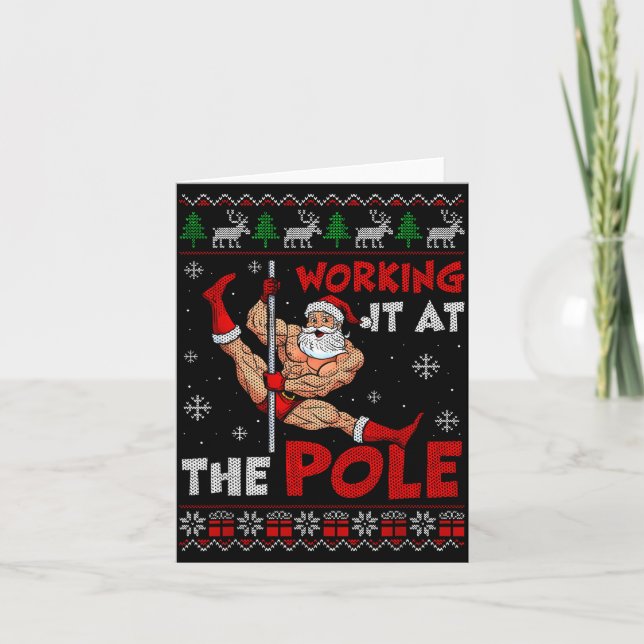 Working It At The Le Funny Santa Dancing Ugly Chri Card (Front)