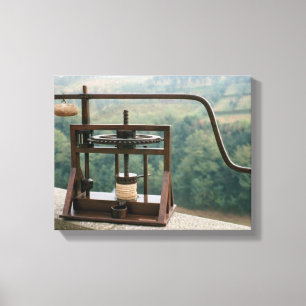Working model of an olive press canvas print