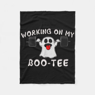Working On My Boo Tee Halloween Ghost Workout Gym Fleece Blanket
