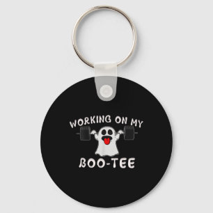 Working On My Boo Tee Halloween Ghost Workout Gym Key Ring