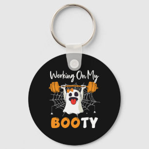 Working On My Booty Ghost Boo Gym Halloween Funny Key Ring