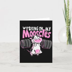 Working On My Mooscles Funny Gym Cow Weightlifting Card