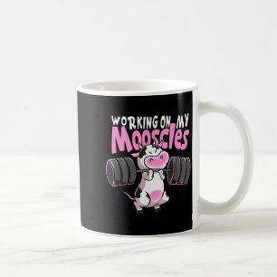 Working On My Mooscles Funny Gym Cow Weightlifting Coffee Mug