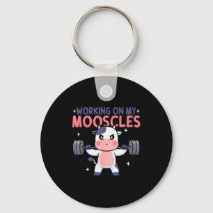 Working On My Mooscles Moo Muscles Workout Design Key Ring