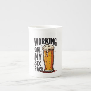 Working On My Six Pack - T-shirt Design Bone China Mug