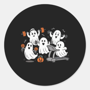 Working Out Ghost Gym Halloween Shirt Fitness Weig Classic Round Sticker