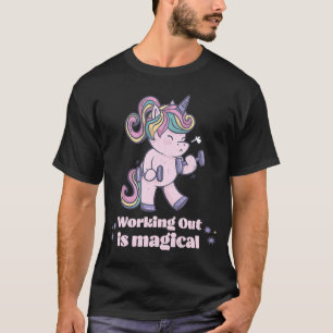 Working Out Is Magical Unicorn doing weights Cute T-Shirt