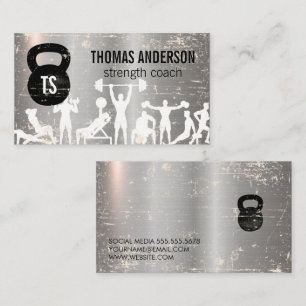 Working Out   Kettle Bell   Metal Business Card