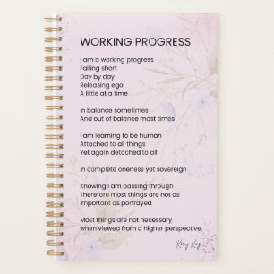 Working Progress Encouragement Uplifting Poem Planner