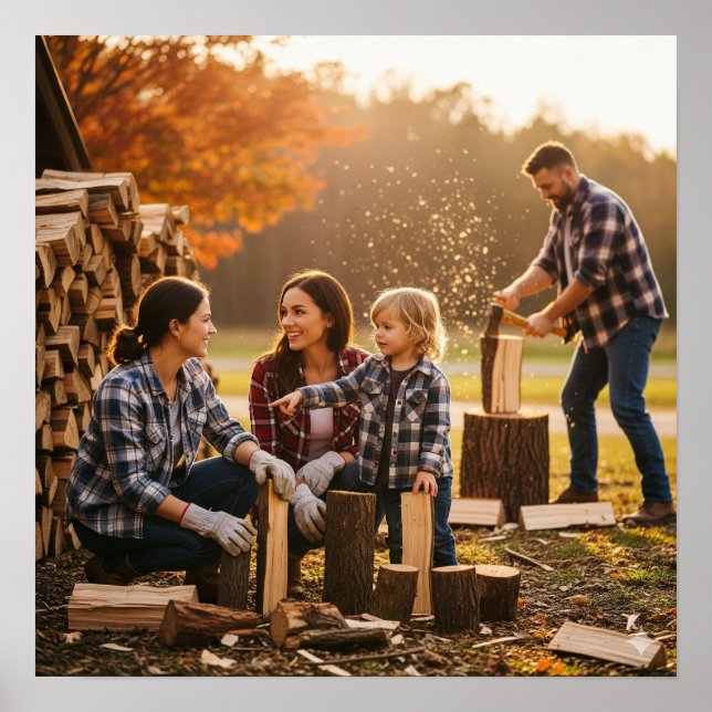 Working Together to Stack Wood Poster (Front)
