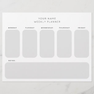 Working Week Planner Schedule Office Organisation Custom Letterhead