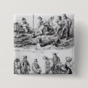 Workmen near the New Post Office in The City 15 Cm Square Badge