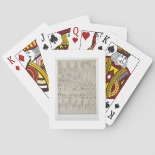 Workmen with implements and ropes for moving a Win Playing Cards