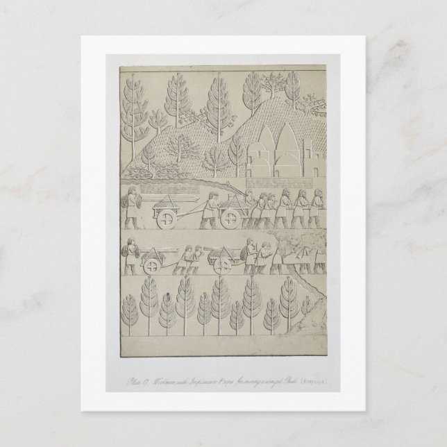 Workmen with implements and ropes for moving a Win Postcard (Front)