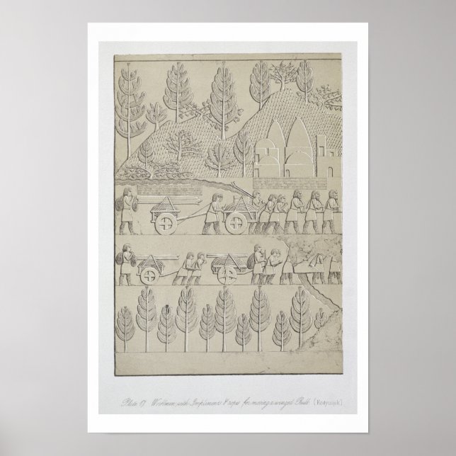 Workmen with implements and ropes for moving a Win Poster (Front)