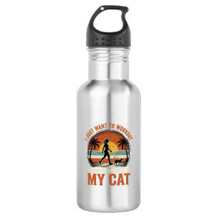 Workout And Hang With My Cat Vintage Shirt Design_ 532 Ml Water Bottle