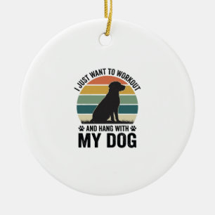 Workout and Hang With My Dog Vintage Dog Lover Des Ceramic Tree Decoration