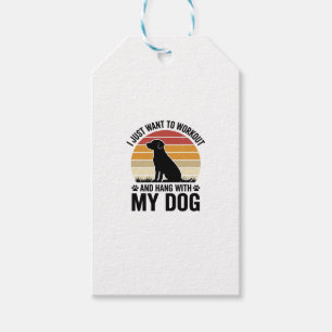 Workout and Hang With My Dog Vintage Dog Lover Des Gift Tags