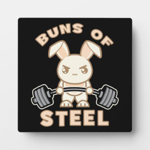 Workout Bunny Cartoon - Buns Of Steel - Funny Gym Plaque