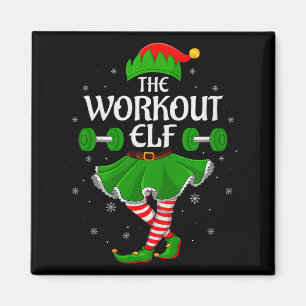 Workout Elf Christmas Family Girls Women Elf Squad Magnet