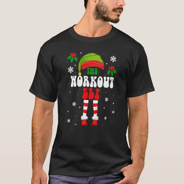 Workout Elf Matching Family Group Christmas Holida T-Shirt (Front)