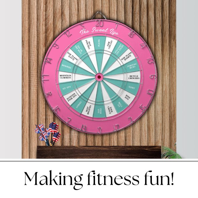 Workout Fitness Darts Game Pink and Turquoise  Dartboard (Creator Uploaded)