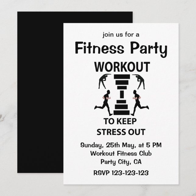 Workout Fitness Exercise Fitness Party Invitation (Front/Back)